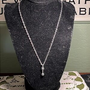 Fine Silver Dumbbell Pendant Necklace, 18” – Fitness Jewelry Gift